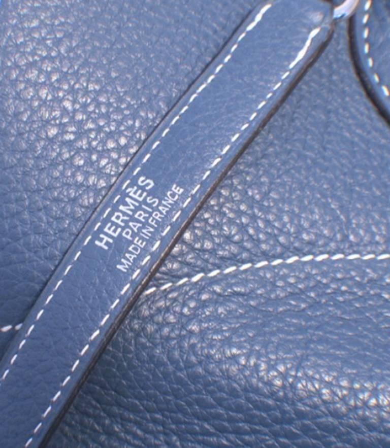 Hermes Mykonos Blue Clemence Leather Bolide Bag  1