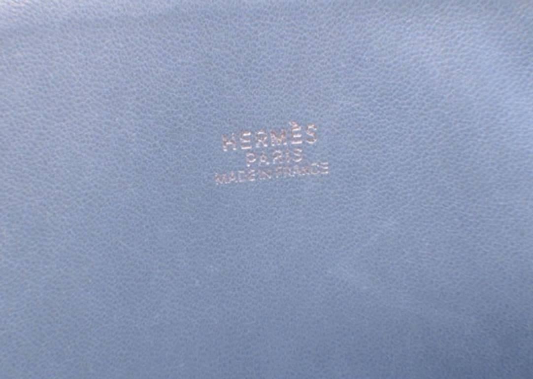 Hermes Mykonos Blue Clemence Leather Bolide Bag  2