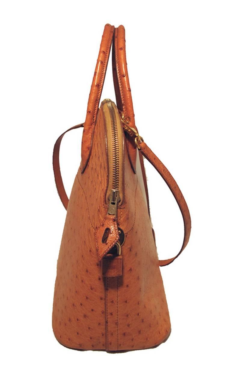 Brown Hermes Rare Tan Ostrich Bolide Handbag