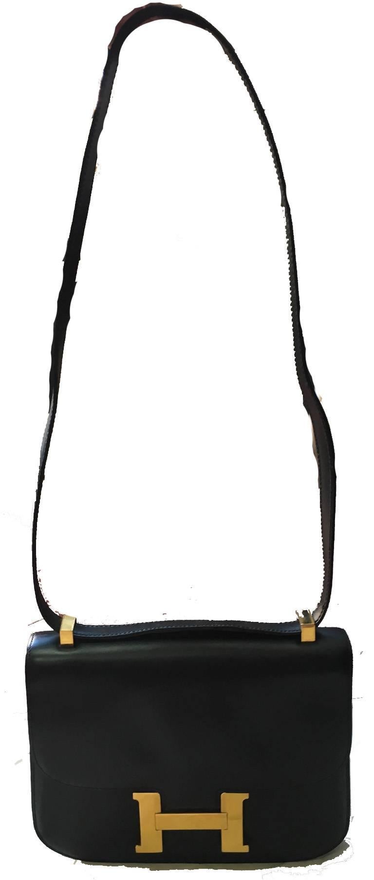 Hermes Vintage Black Leather Constance Shoulder Bag  3