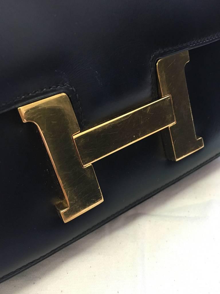 Hermes Vintage Black Leather Constance Shoulder Bag  2