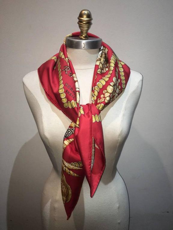 Hermes Rocaille Silk Scarf in Red at 1stDibs | hermes rocaille scarf