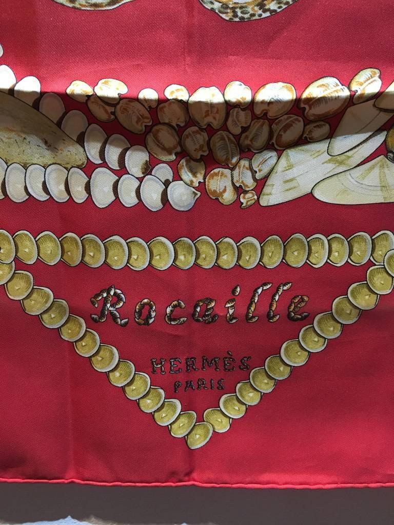 Hermes Rocaille Silk Scarf in Red In Excellent Condition In Philadelphia, PA
