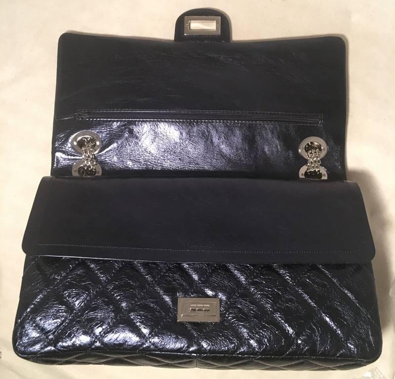Women's Chanel Blue Metallic Quilted Distressed Leather 2.55 Double Flap Reissue Classic