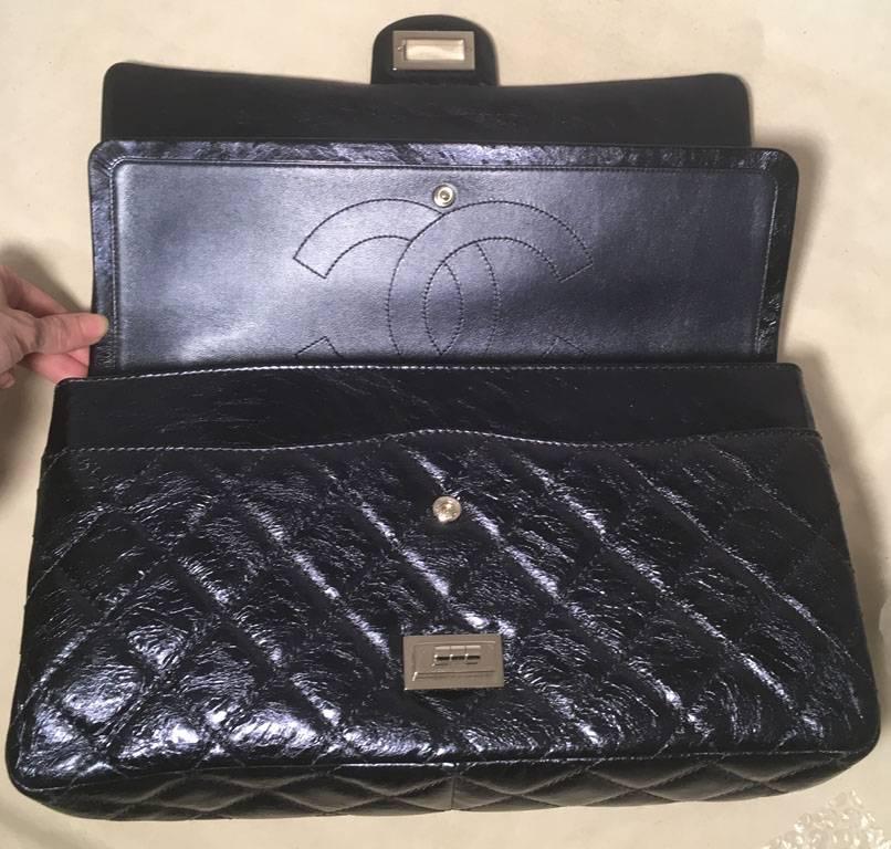 Chanel Blue Metallic Quilted Distressed Leather 2.55 Double Flap Reissue Classic 1