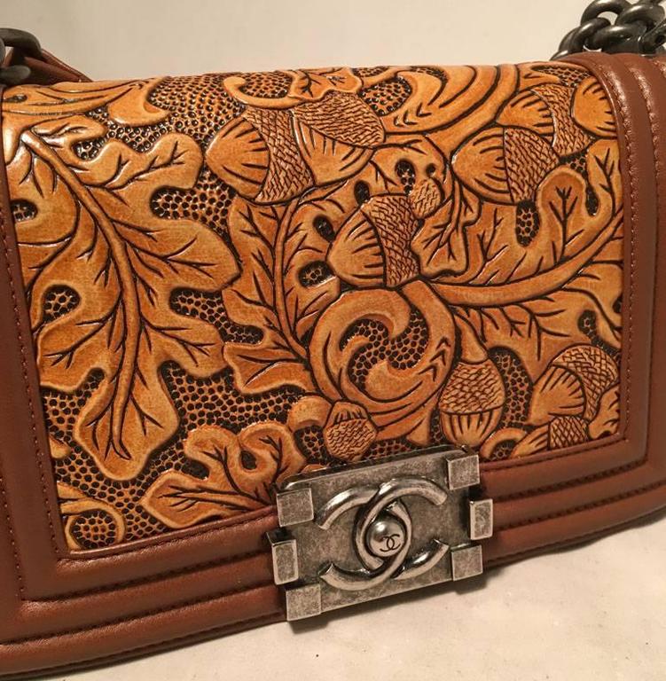 RARE Chanel Tooled Leather Dallas Classic Flap Le Boy Bag For Sale at  1stDibs