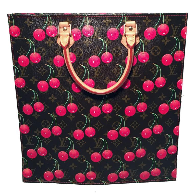 Limited Edition Louis Vuitton Cerise Cherry Print Monogram Sac Plat Tote Bag For Sale at 1stdibs
