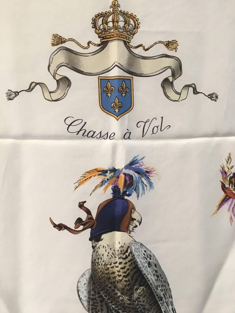 Hermes Vintage Chasse a Vol Silk Scarf c1960s  In Excellent Condition In Philadelphia, PA