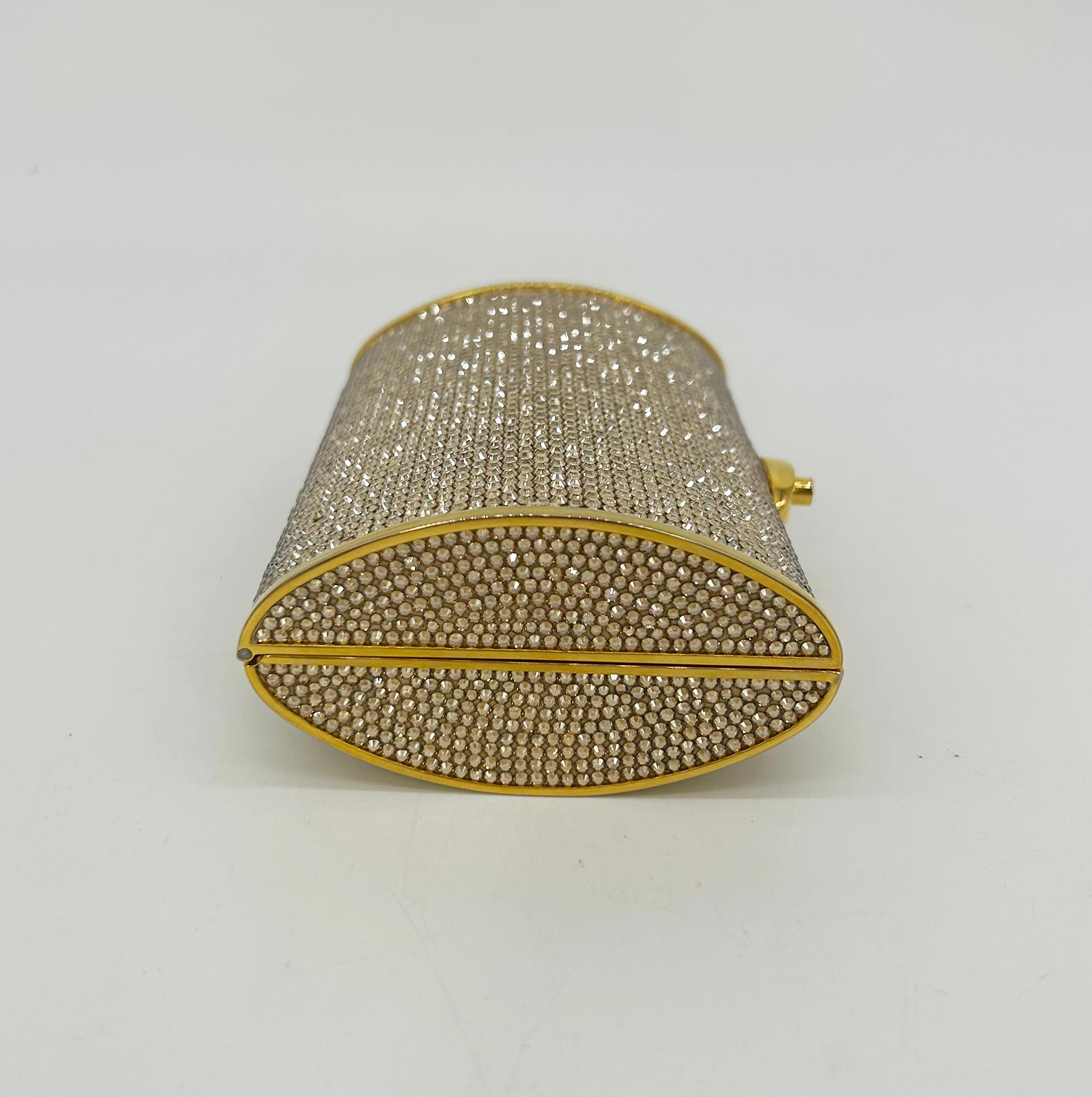 Marron Judith Leiber Mini minaudière en cristal Swarovski doré en vente