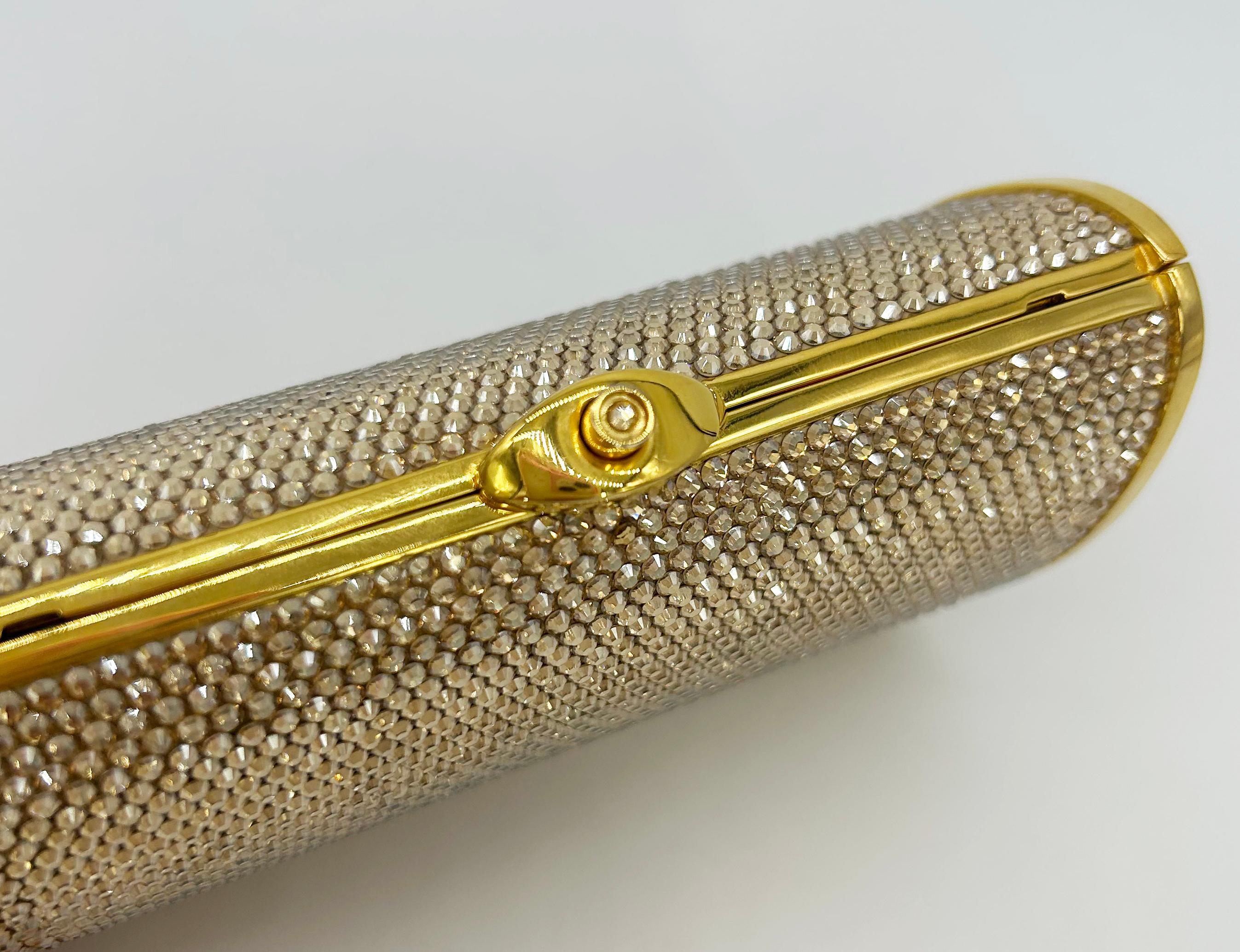Judith Leiber Mini minaudière en cristal Swarovski doré en vente 1