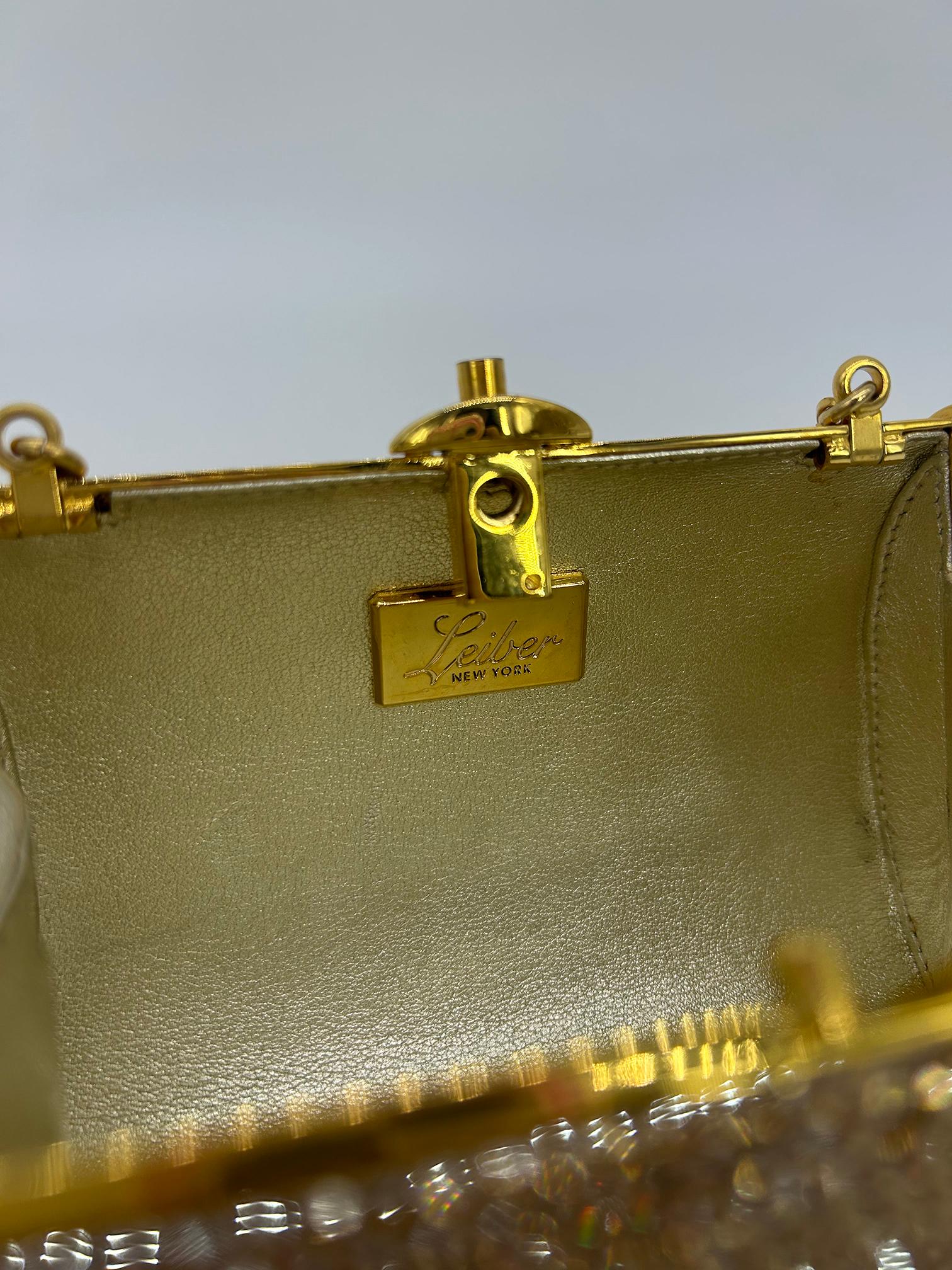 Judith Leiber Mini minaudière en cristal Swarovski doré en vente 3