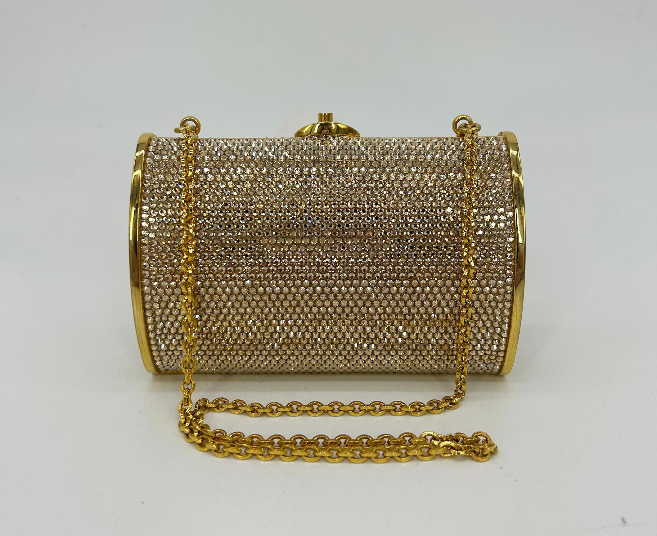 Judith Leiber Mini minaudière en cristal Swarovski doré en vente 4