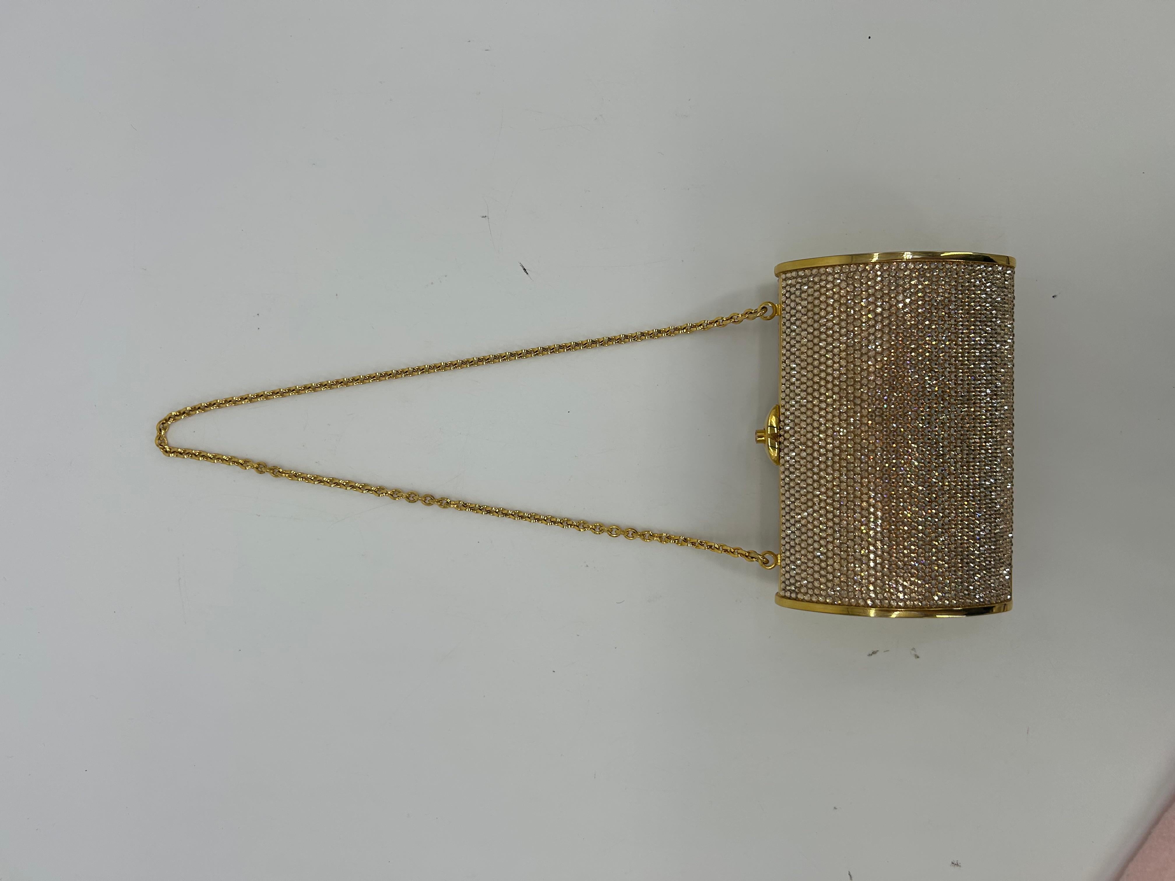 Judith Leiber Mini minaudière en cristal Swarovski doré en vente 5