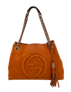 Gucci Orange Nubuck Leather Soho Chain Shoulder Tote
