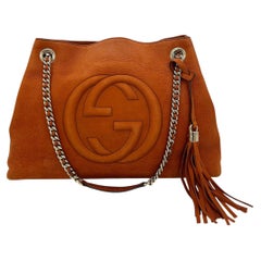 Gucci Orange Nubuck Leather Soho Chain Shoulder Tote