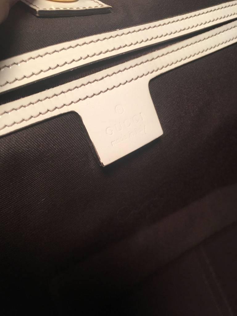 Gucci Monogram White Patent Leather Joy Tote GM In Excellent Condition In Philadelphia, PA