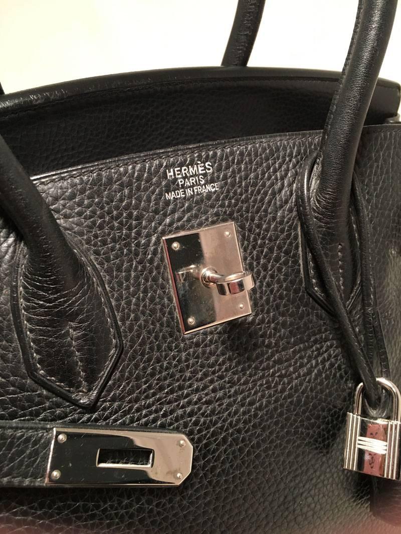 Hermes Black Clemence Leather 35cm Birkin Bag 5
