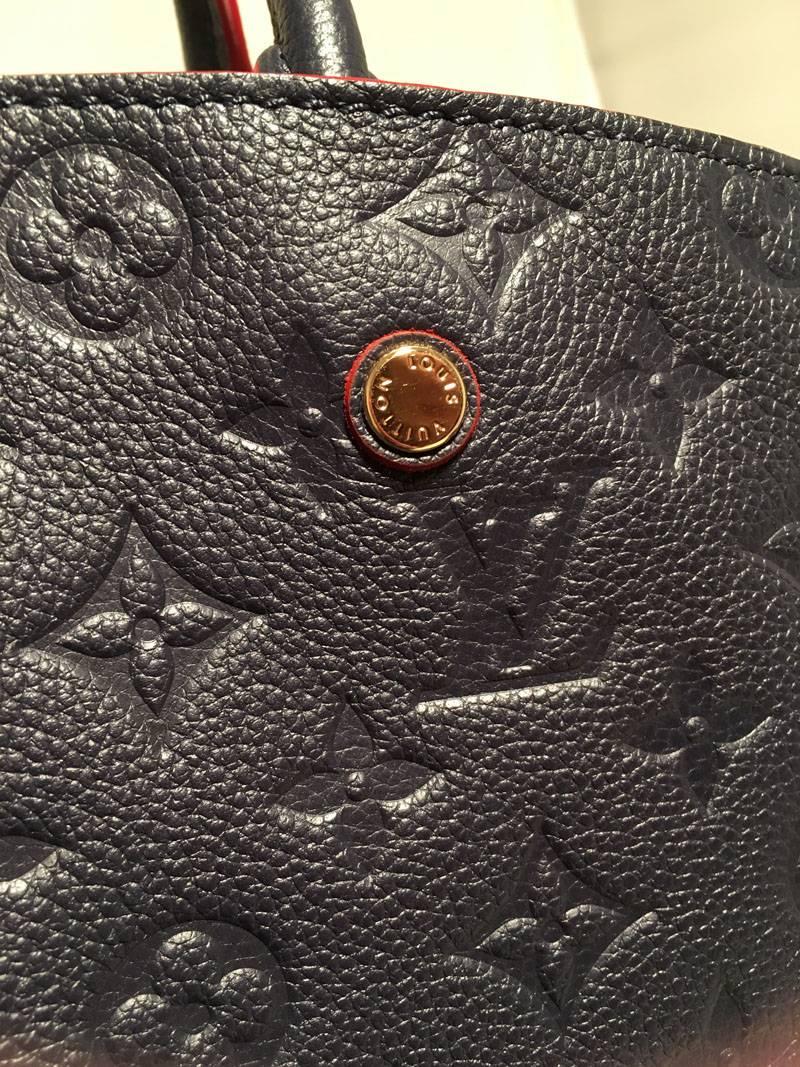 NWOT Louis Vuitton Navy Empreinte Leather Monogram Montaigne MM Handbag 4