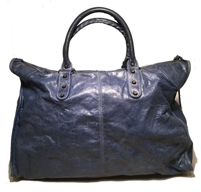 Black Balenciaga Blue Leather XL City Bag Tote 