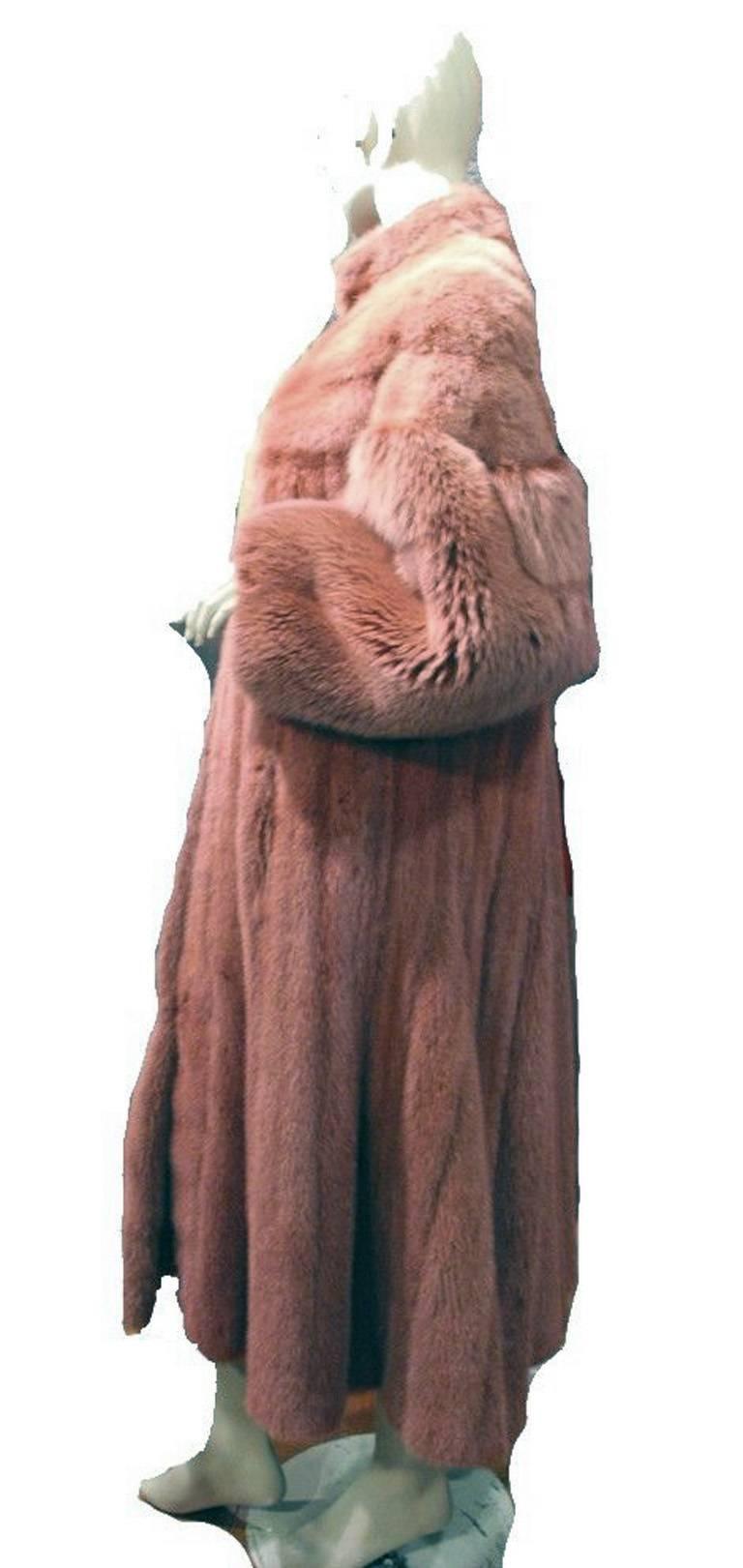 Women's ZANDRA RHODES Rose Pink Womens Fox & Mink Fur Coat size Large