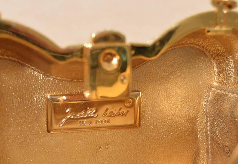 Women's Judith Leiber Gold & Clear Swarovski Crystal Casket Minaudiere For Sale