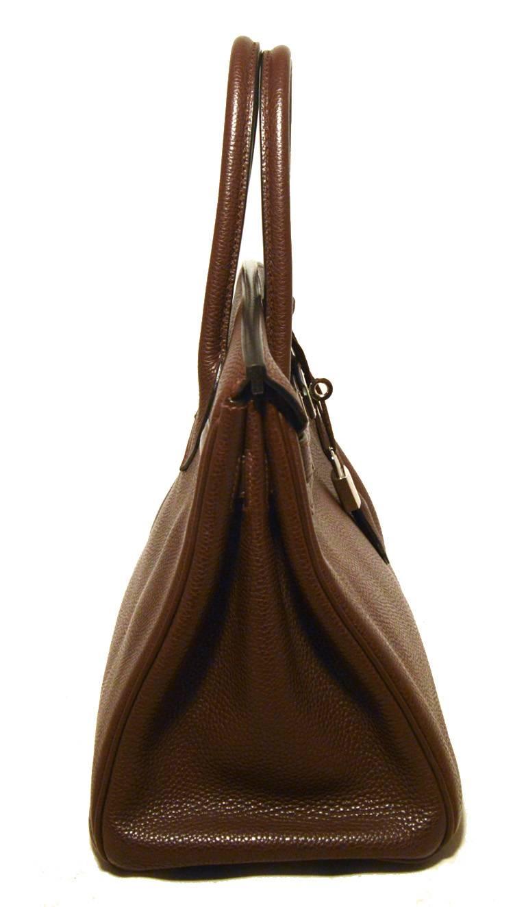 Hermes Brown Cacao Clemence Leather 30cm Birkin Bag In Good Condition In Philadelphia, PA