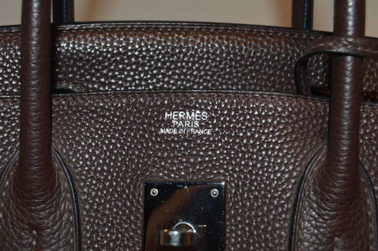 Hermes Brown Cacao Clemence Leather 30cm Birkin Bag For Sale at 1stDibs