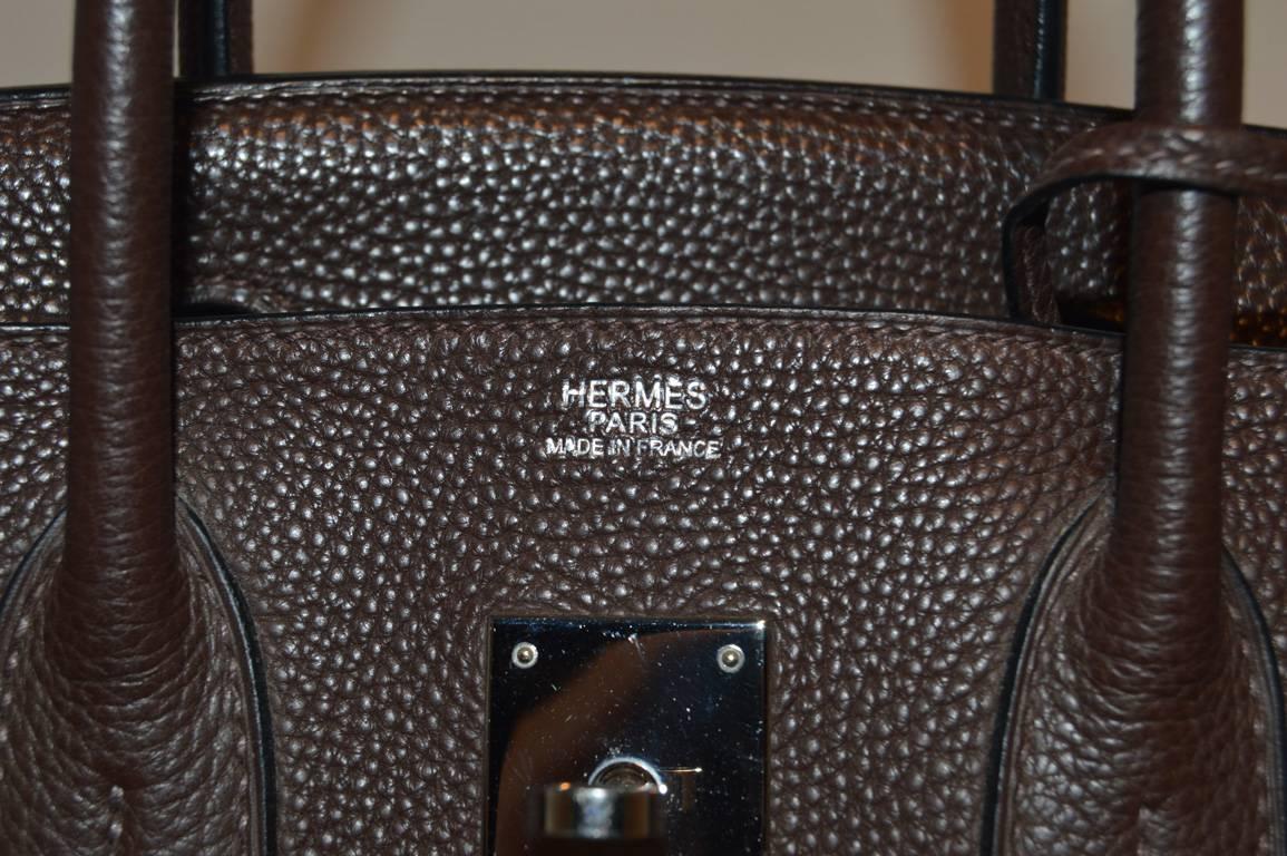 Hermes Brown Cacao Clemence Leather 30cm Birkin Bag 2
