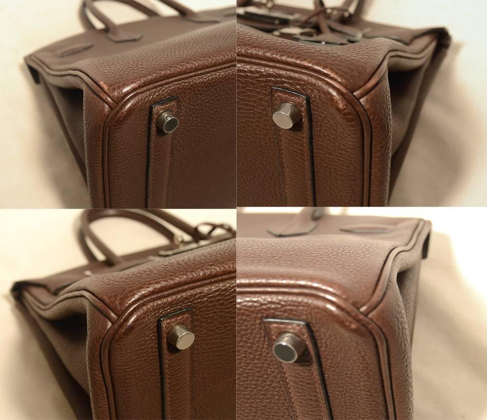 Hermes Brown Cacao Clemence Leather 30cm Birkin Bag 6