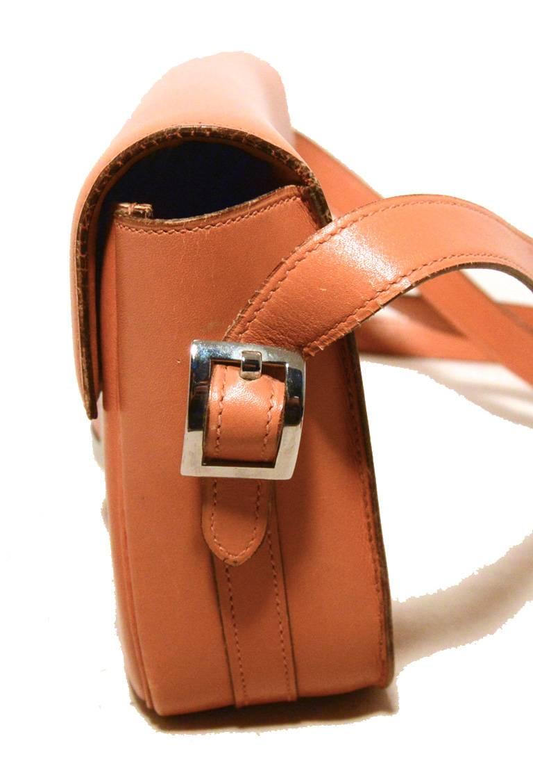 Orange Hermes Vintage Tan Leather Buckle Shoulder Bag