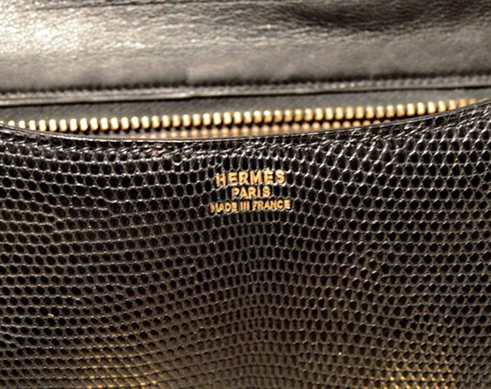 Hermes Vintage Black Lizard Leather Constance Shoulder Bag-rare 2