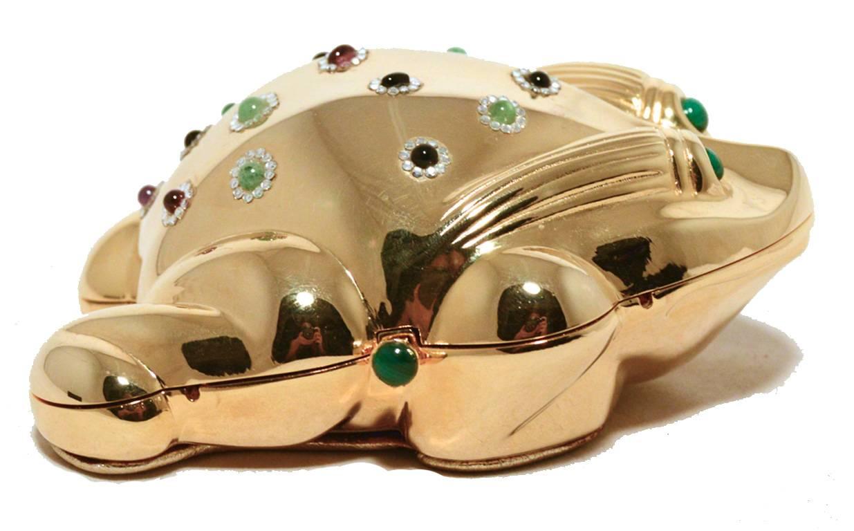 Judith Leiber Gold Frog Minaudiere In Excellent Condition In Philadelphia, PA