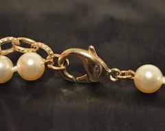 Chanel Pearl Necklace With Turquoise and Burgundy Stones
