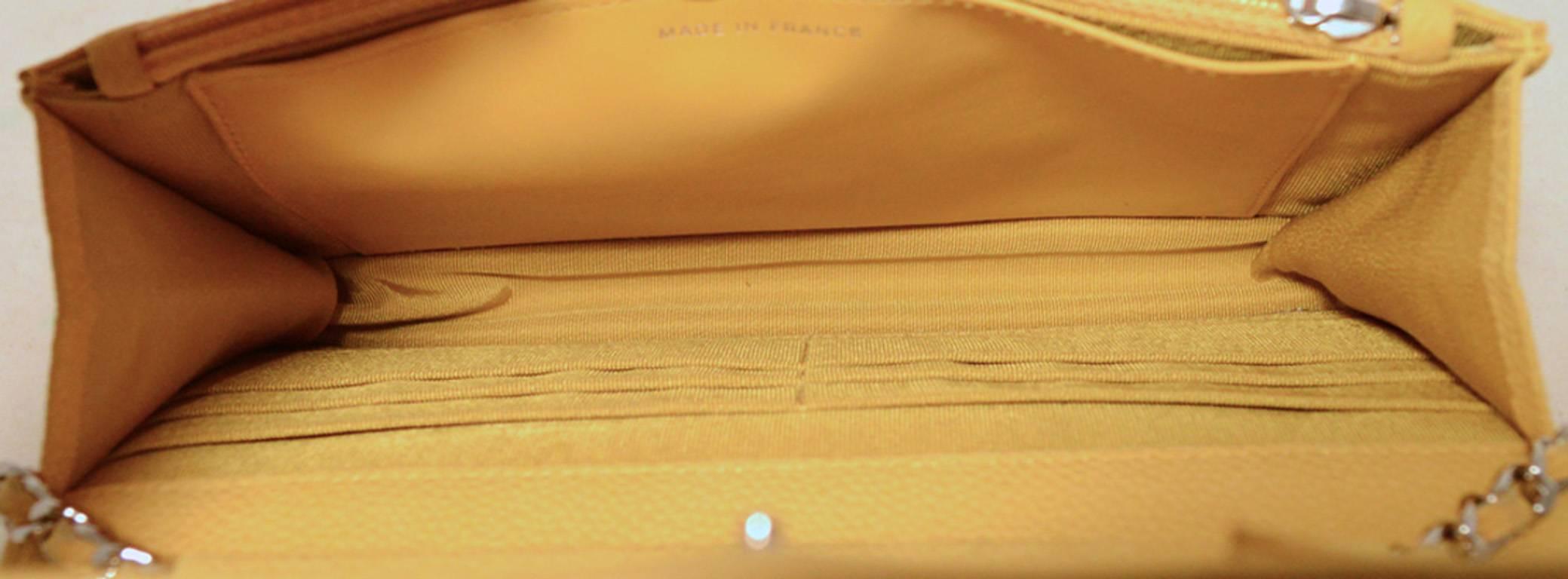 Chanel Mustard Yellow Leather Wallet On A Chain Woc In Good Condition In Philadelphia, PA