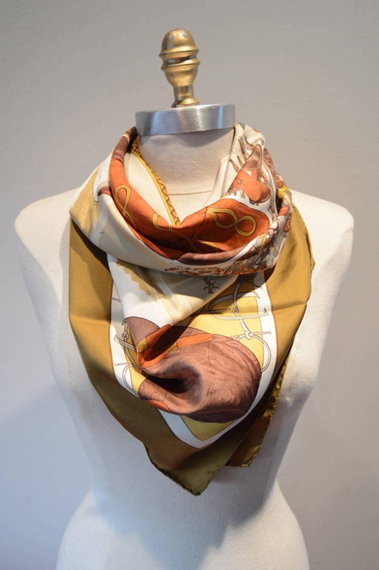Brown Hermes Vintage-on Epsom Downs Silk Scarf