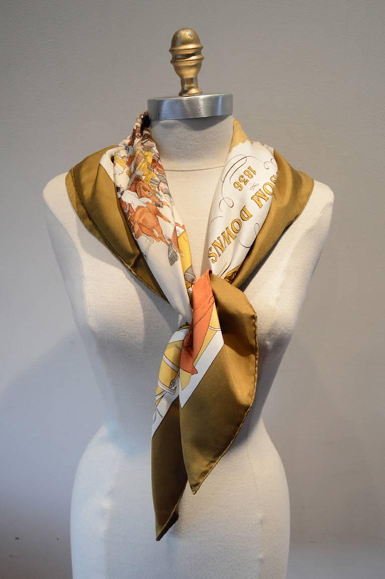 Hermes Vintage-on Epsom Downs Silk Scarf For Sale at 1stDibs