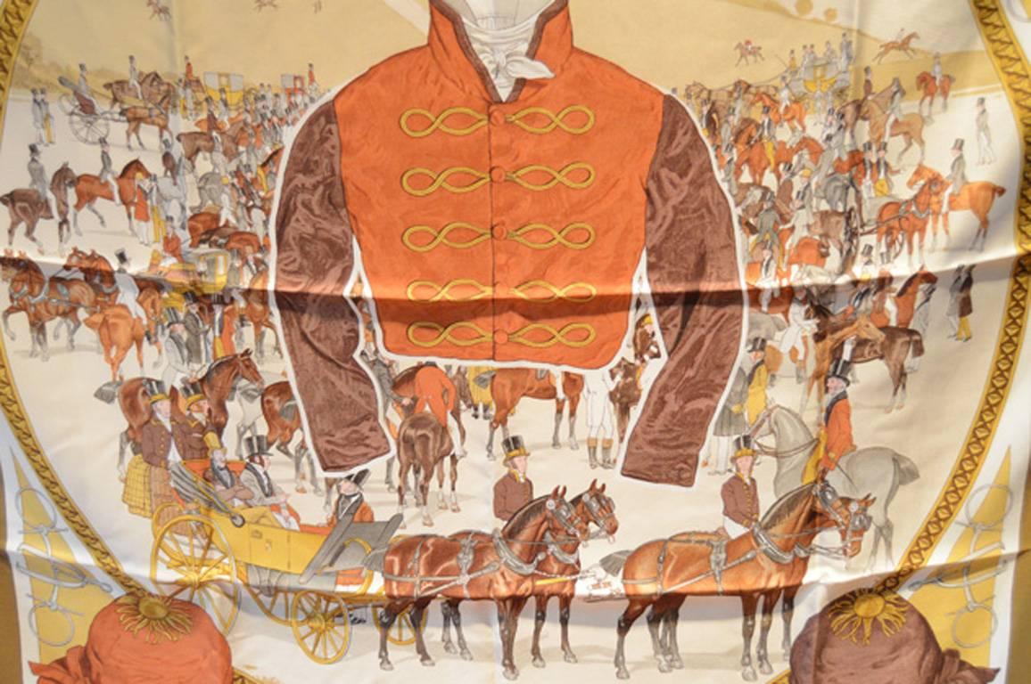 Hermes Vintage-on Epsom Downs Silk Scarf 1
