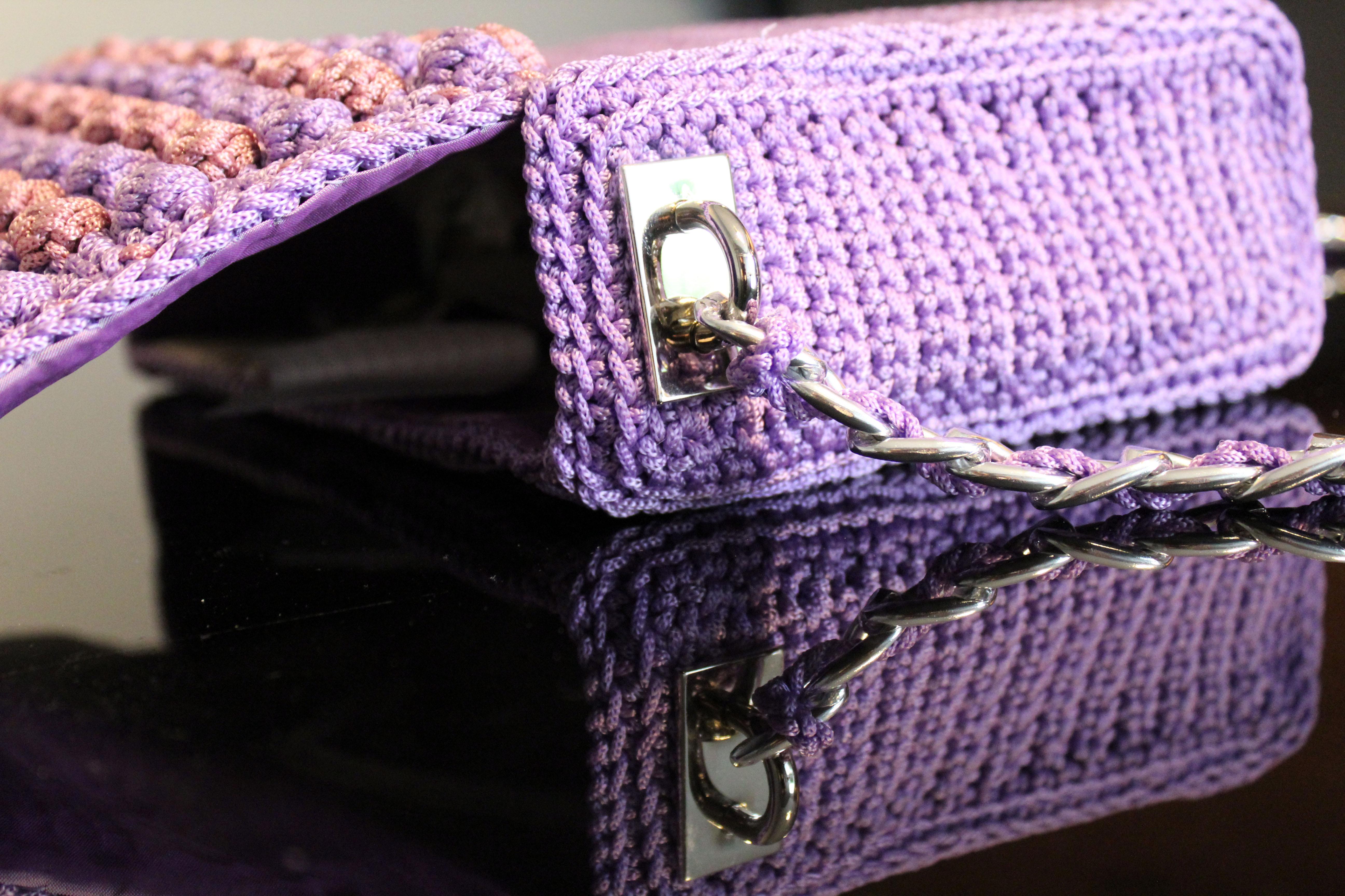 Women's Italian Violet Woven Crossbody Handbag For Sale