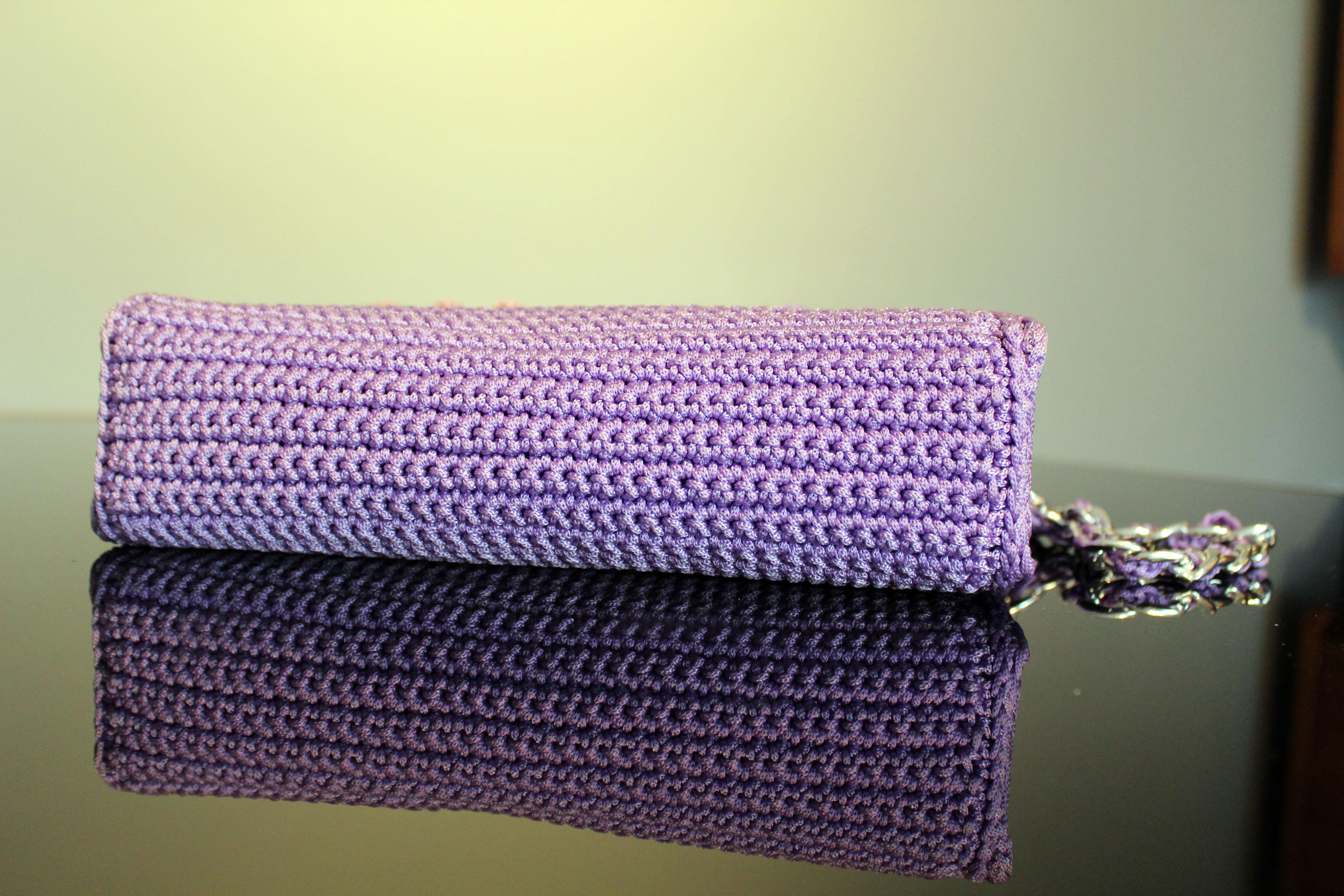 Italian Violet Woven Crossbody Handbag For Sale 1