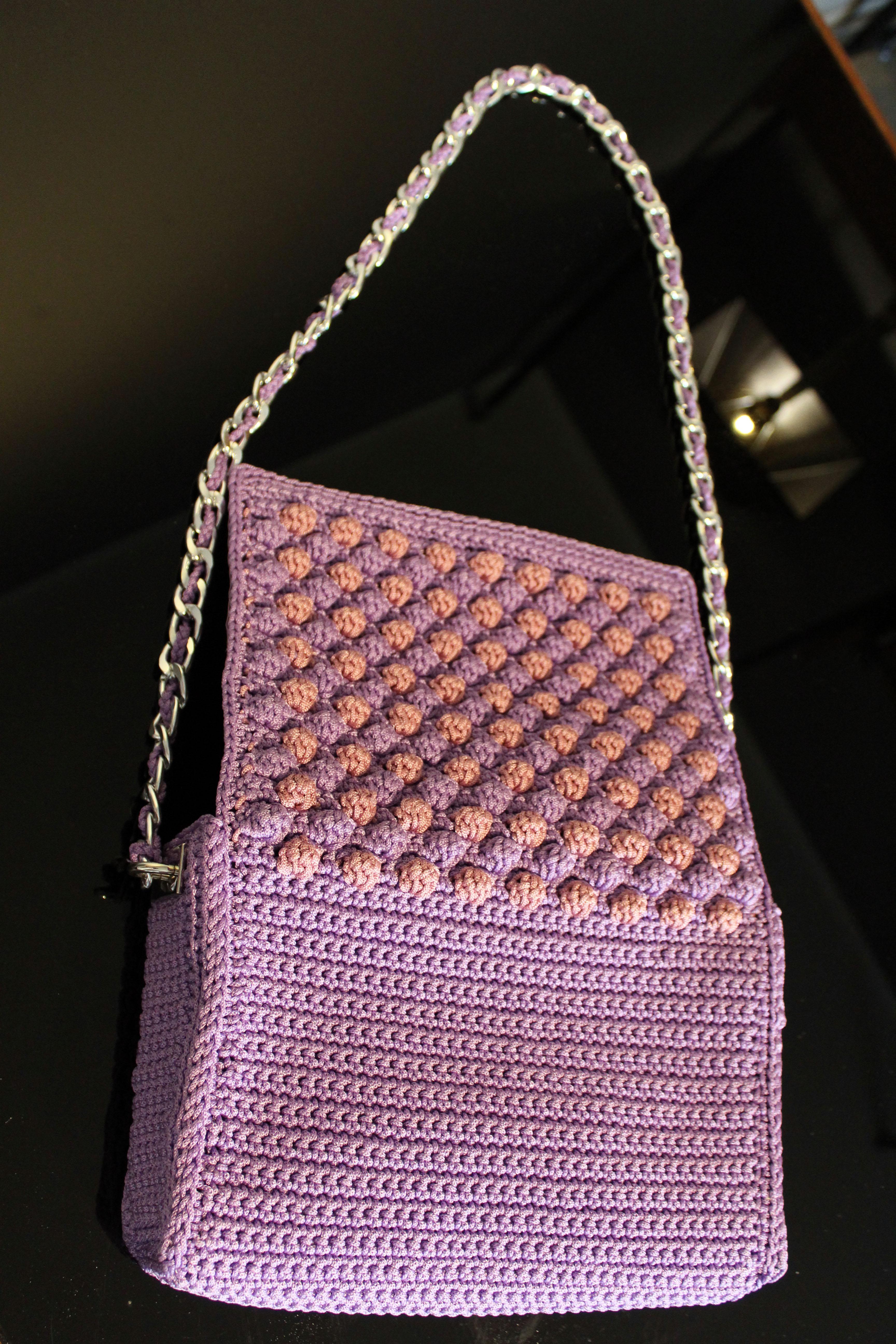 Italian Violet Woven Crossbody Handbag For Sale 2