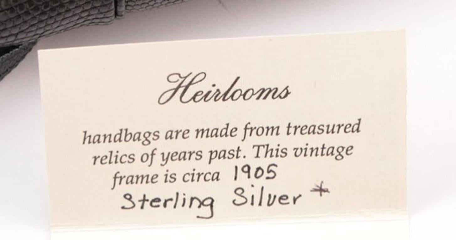 Antique 1905 Gorham Sterling Silver Cherub Frame Lizard skin Handbag-A Treasure For Sale 5