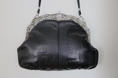 Antique 1905 Gorham Sterling Silver Cherub Frame Lizard skin Handbag-A Treasure