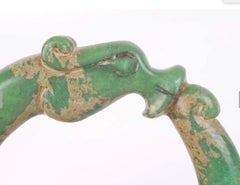 Archaic Chinese Green Jade Hand Carved Dragon Bracelet