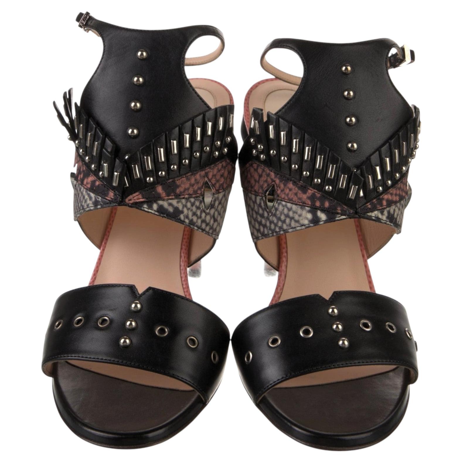 New Fendi Monster Bugs Studded Leather Heels Size 38 en vente