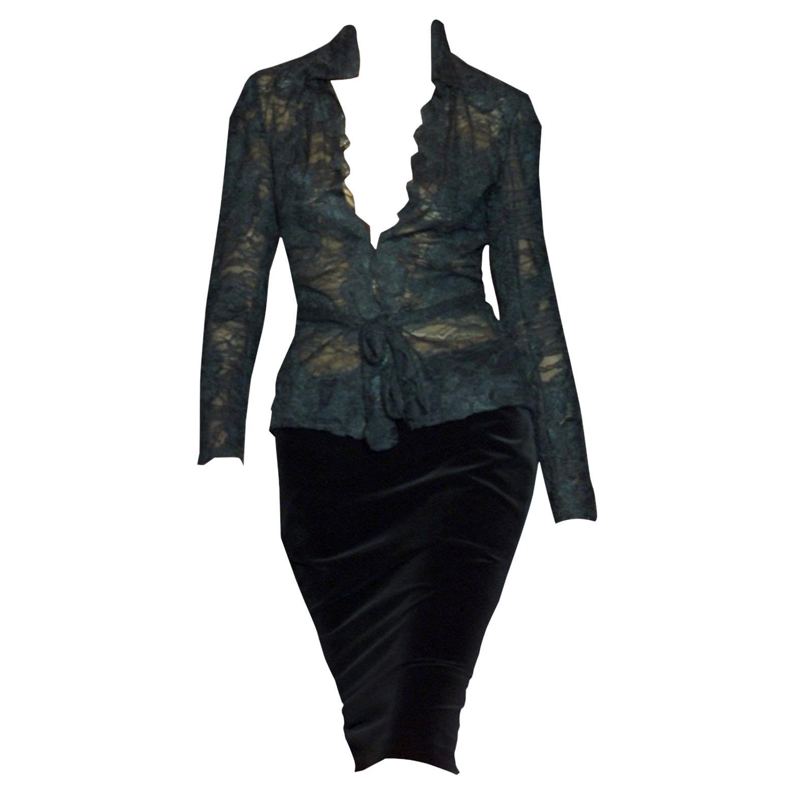 Nuevo Tom Ford for Yves Saint Laurent YSL F/W 2001 Falda de terciopelo para anuncio de pasarela Sz Fr36