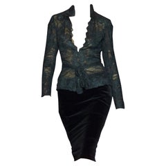 New Tom Ford For Yves Saint Laurent YSL F/W 2001 Velvet Runway Ad Skirt Sz Fr36