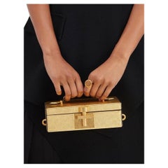 New Rare Oscar De La Renta 2020 Gold Alibi Minaudière Bag With Box & Tags $1890