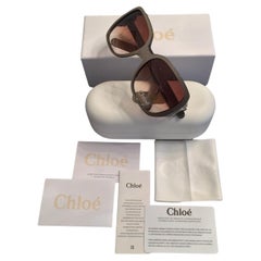 New Chloe Silver Beige Sunglasses With Case & Box