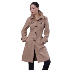 Kenneth Cole Cappotto Trench in Lana Cammello Giacca Sz: 2