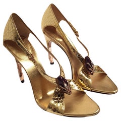 New Tom Ford for Gucci Python Snake Head Ad Runway Heels Sz 7